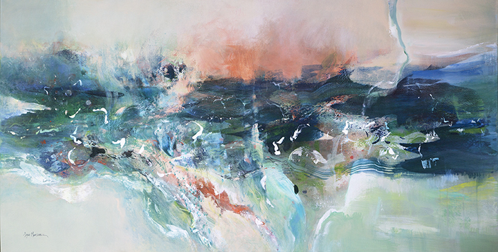 Properties of Water 154 x 76 cm acrylic on canvas- painting by Lyne Marshall SOLD